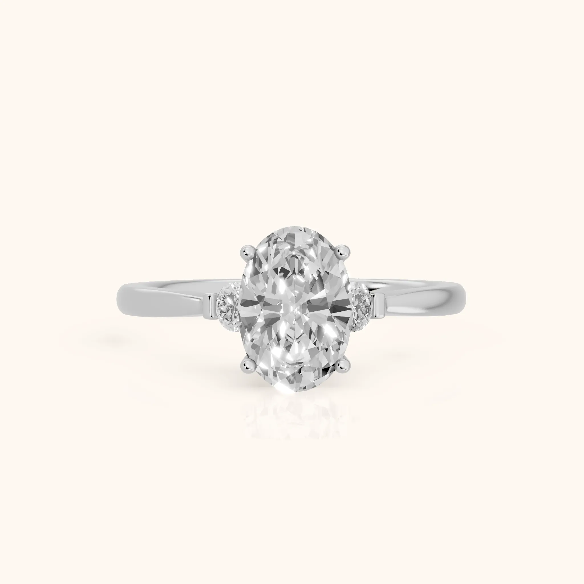 Micaela Three-Stone Oval Diamond Engagement Ring in Silver — view 1