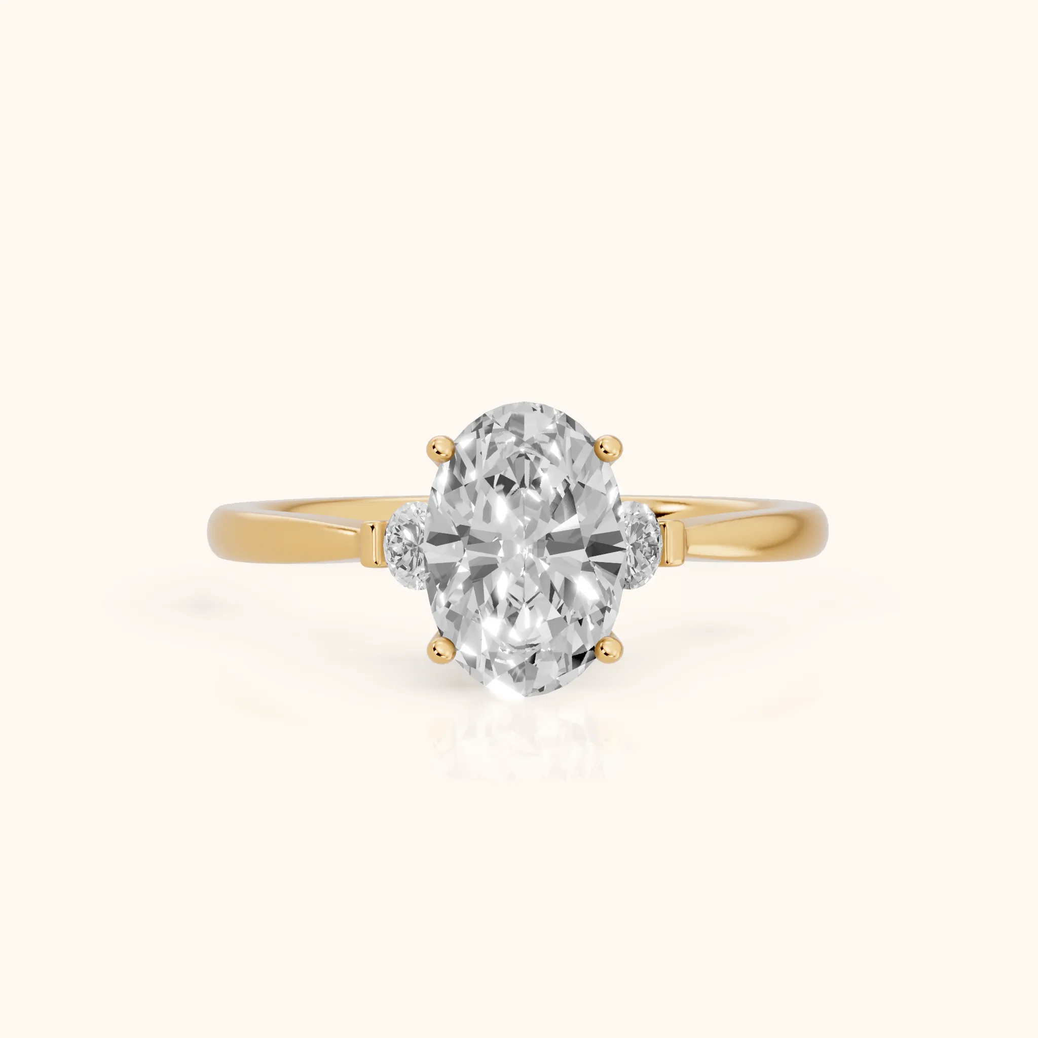 Micaela Three-Stone Oval Diamond Engagement Ring in Yellow Gold — view 1