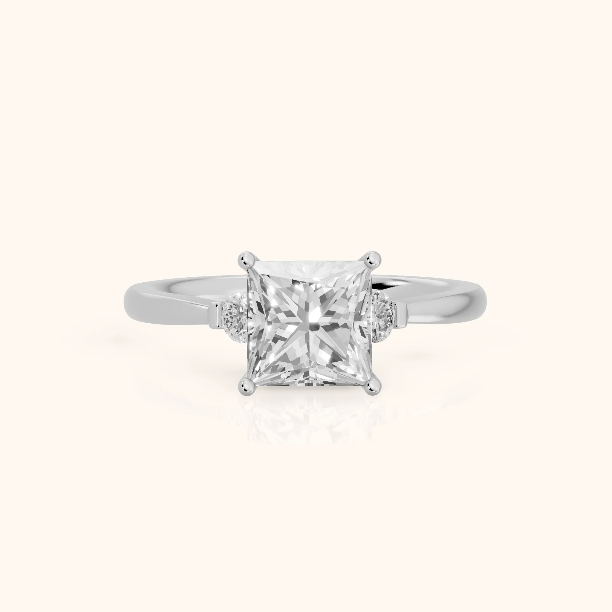 Micaela Three-Stone Princess Diamond Engagement Ring in White Gold — view 1
