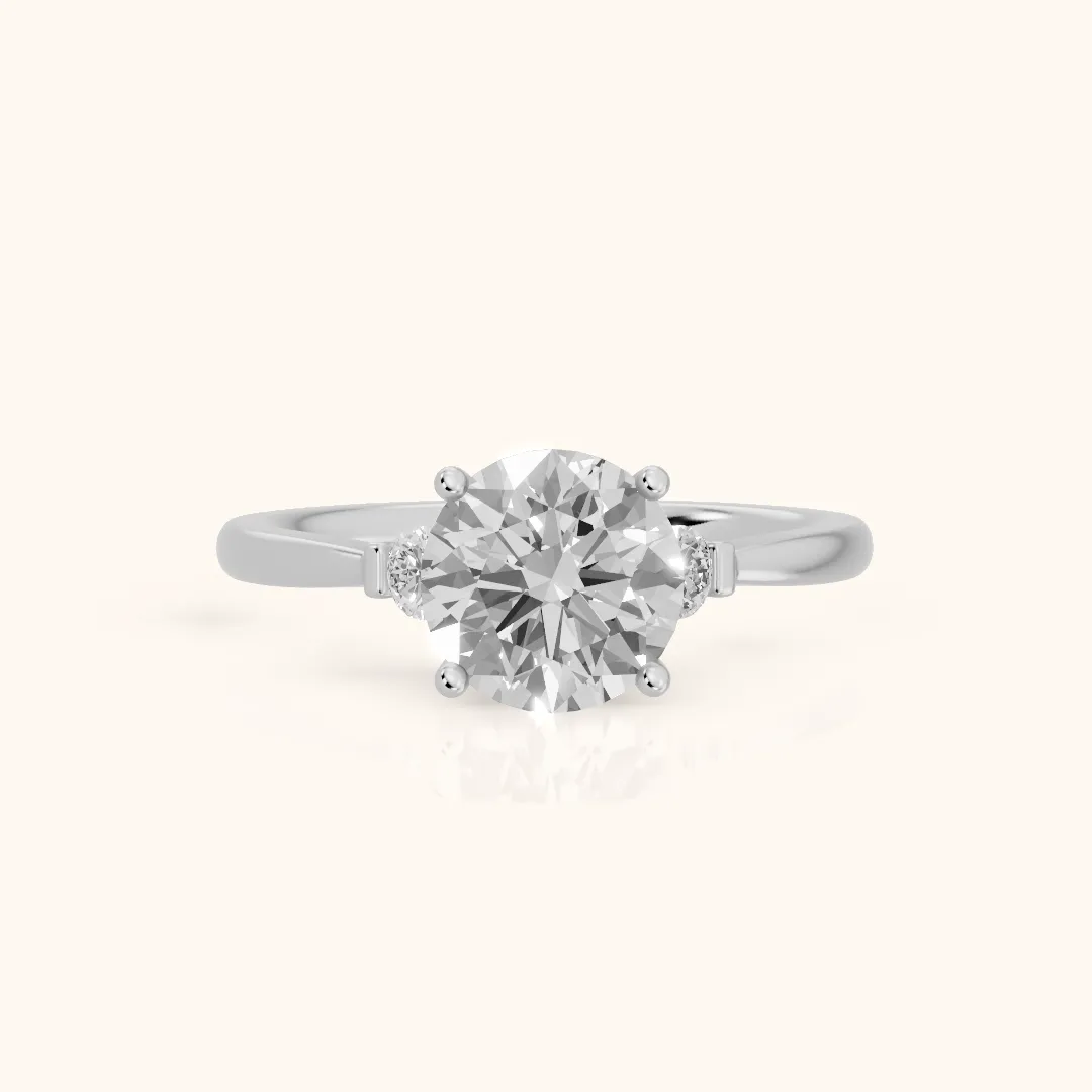 Micaela Three-Stone Round Diamond Engagement Ring in Silver — view 2