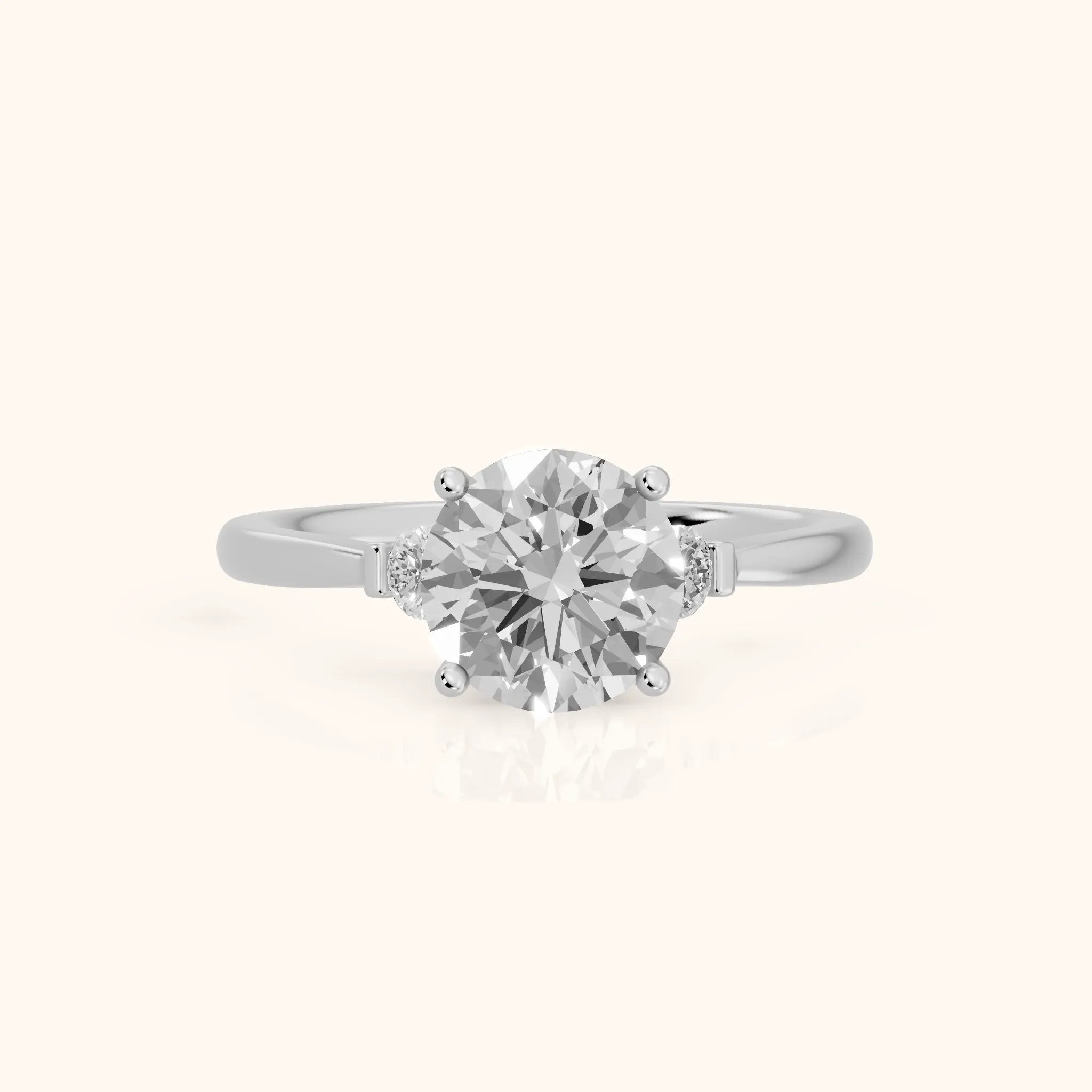 Micaela Three-Stone Round Diamond Engagement Ring in Silver — view 1