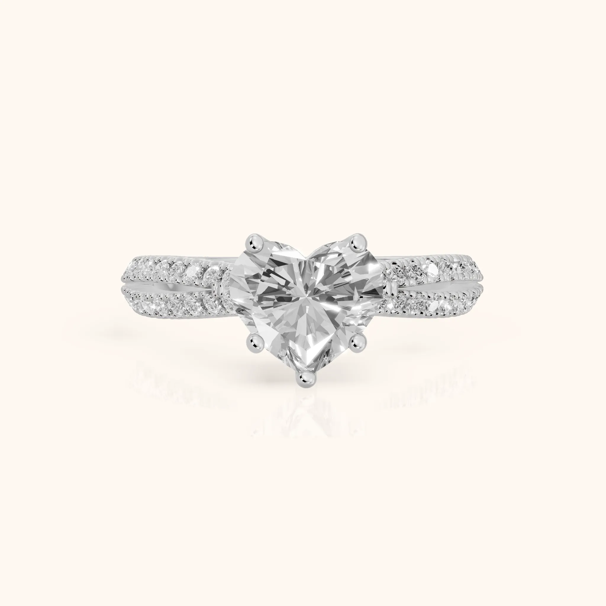 Ottilie Split Shank Pavé Heart Diamond Engagement Ring in Platinum — view 1