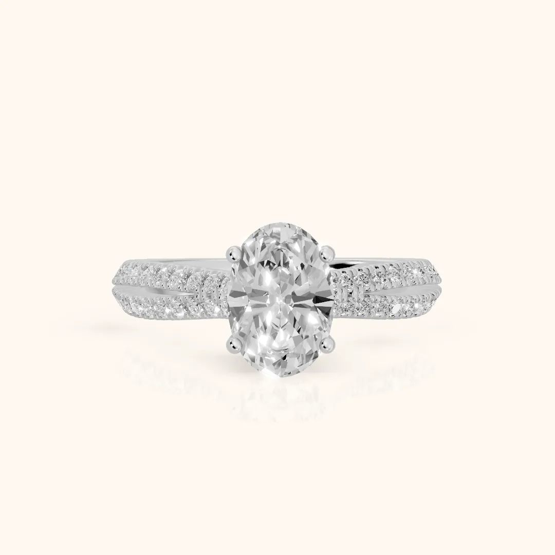 Ottilie Split Shank Pavé Oval Diamond Engagement Ring in Platinum — view 2