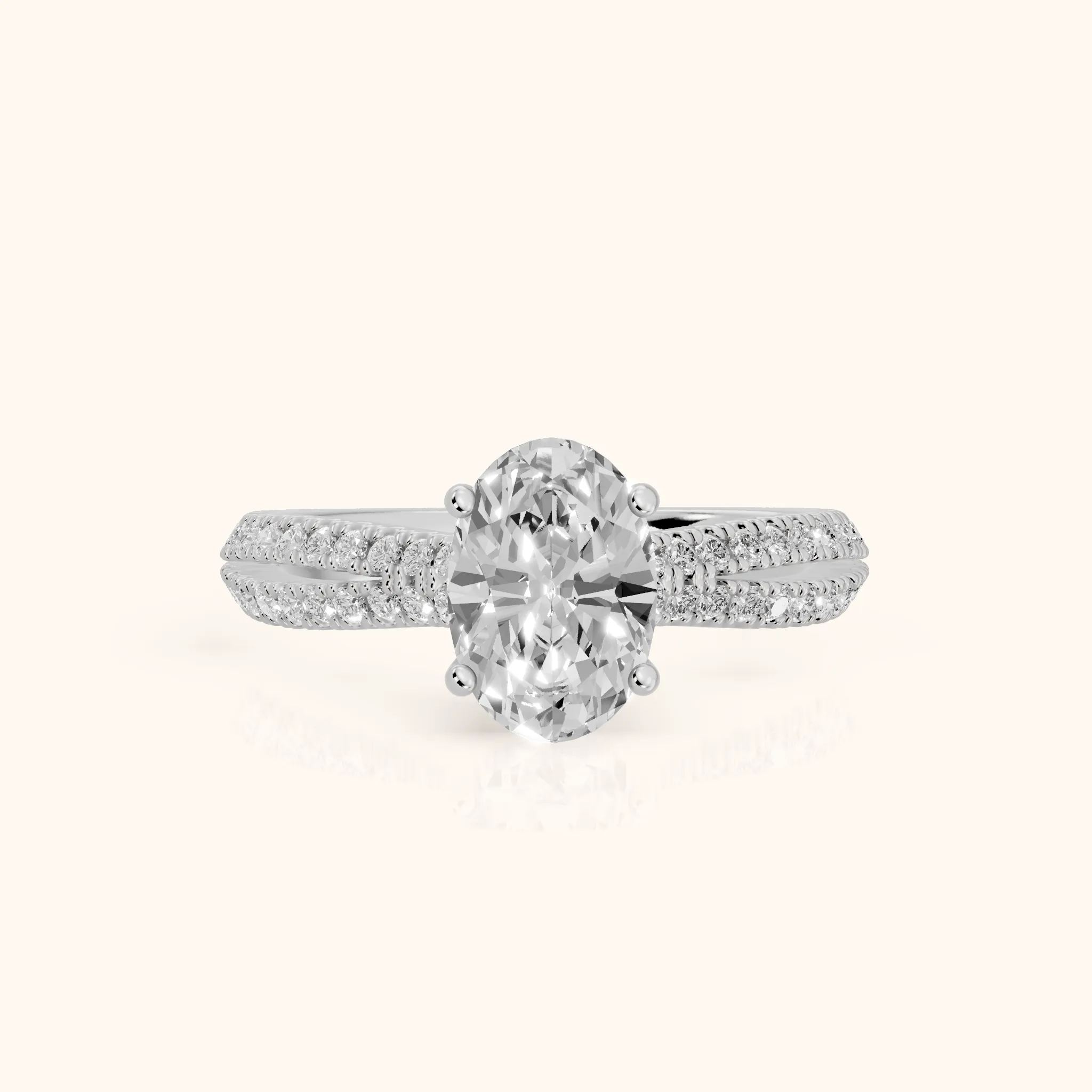 Ottilie Split Shank Pavé Oval Diamond Engagement Ring in Platinum — view 1