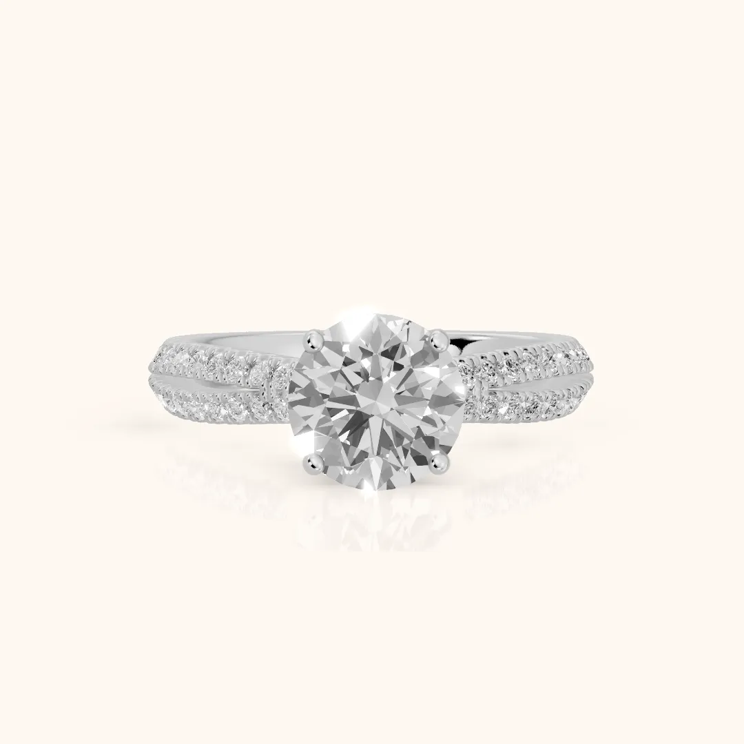 Ottilie Split Shank Pavé Round Diamond Engagement Ring in Silver — view 2