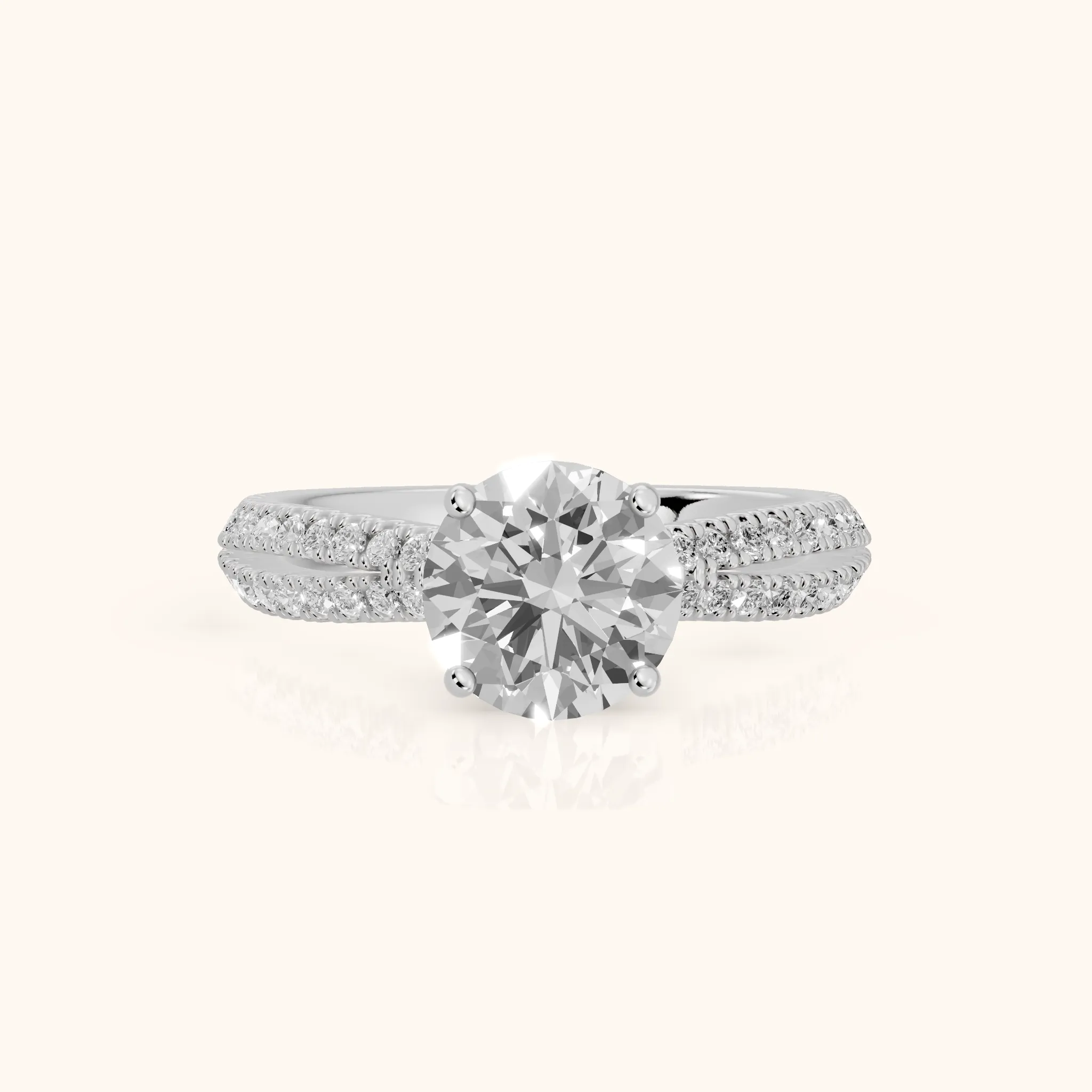 Ottilie Split Shank Pavé Round Diamond Engagement Ring in Silver — view 1
