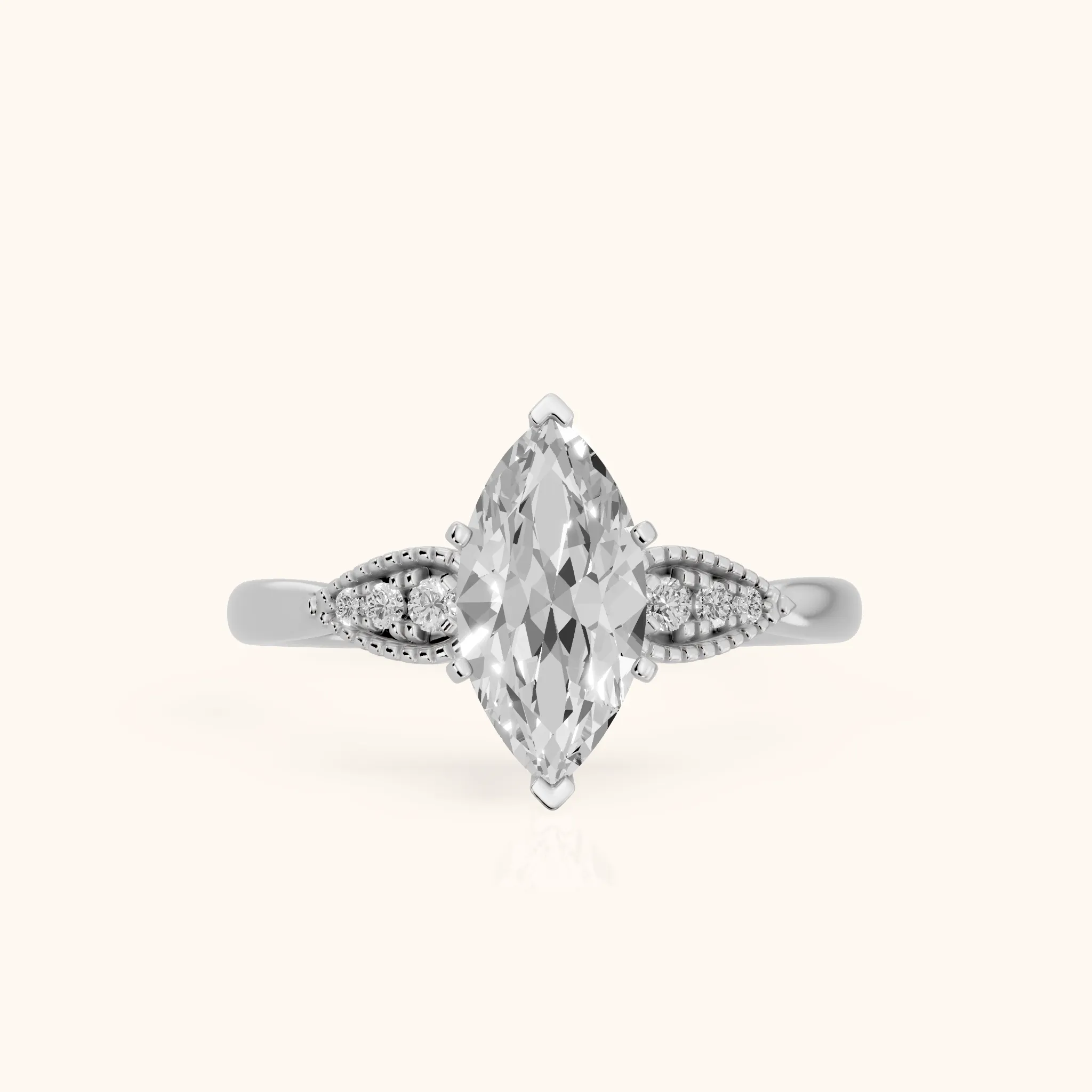 Adora Vintage Milgrain Marquise Diamond Engagement Ring in Silver — view 1