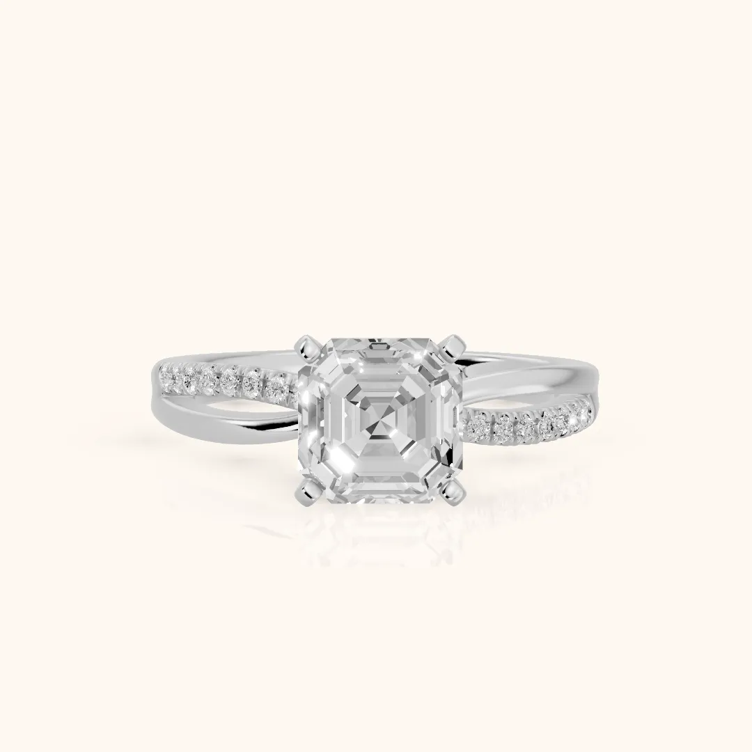 Alida Split Shank Pavé Asscher Diamond Engagement Ring in Platinum — view 2
