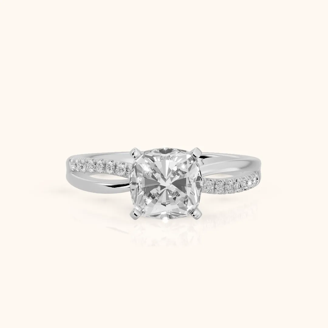 Alida Split Shank Pavé Cushion Diamond Engagement Ring in Silver — view 2