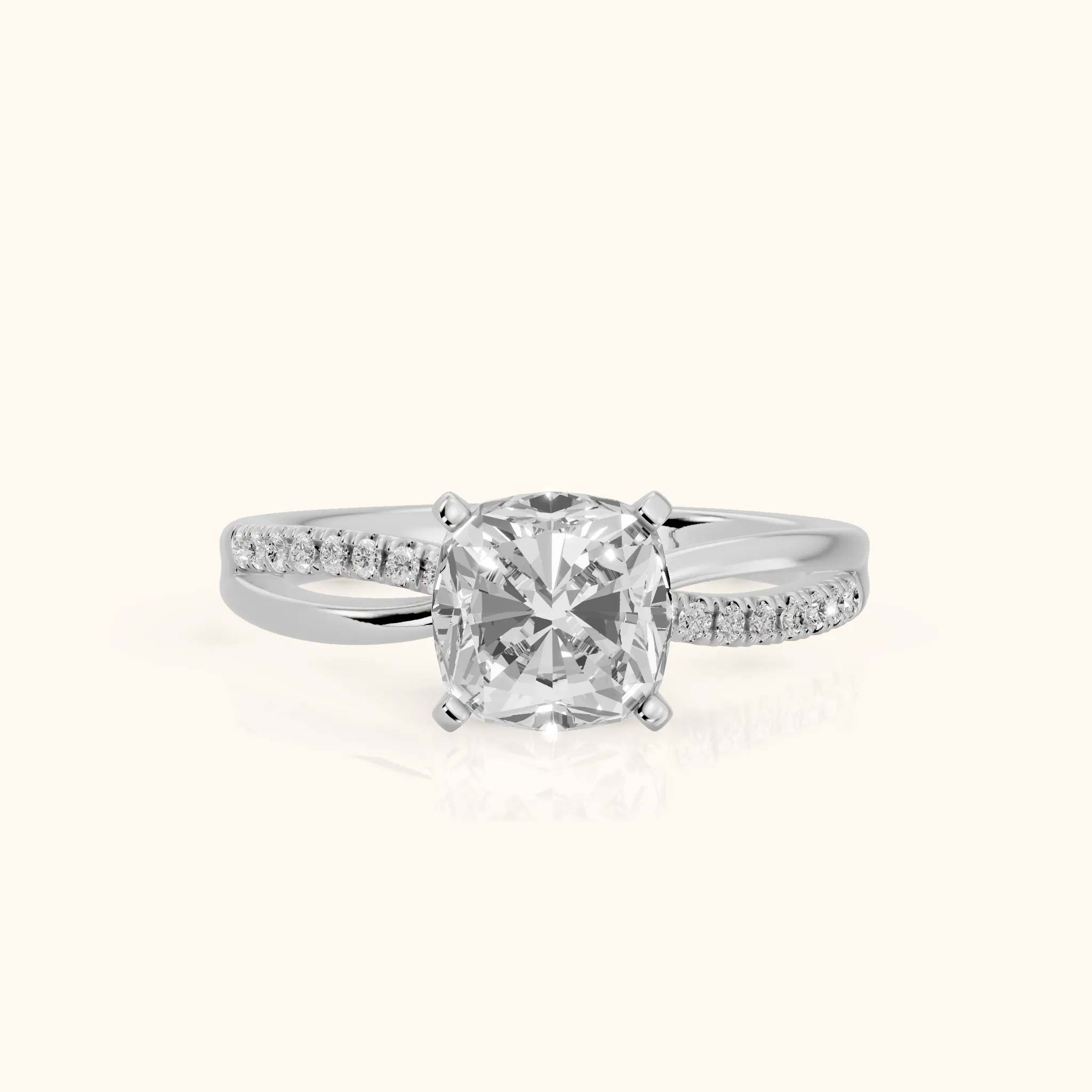 Alida Split Shank Pavé Cushion Diamond Engagement Ring in Silver — view 1