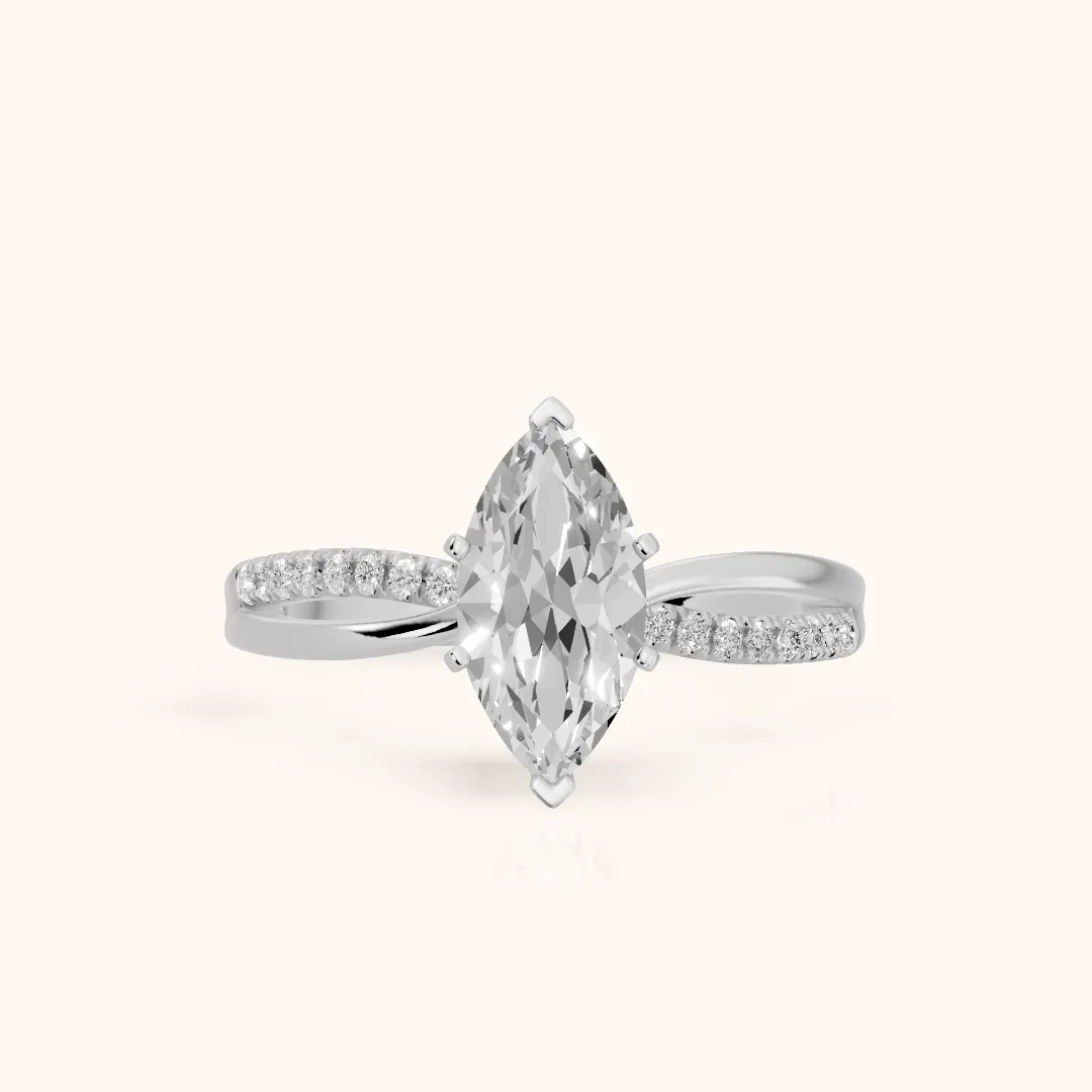 Alida Split Shank Pavé Marquise Diamond Engagement Ring in Platinum — view 2