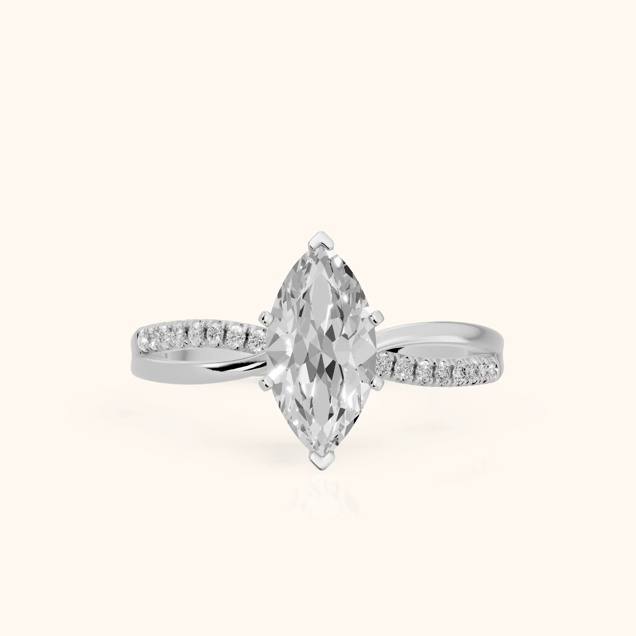 Alida Split Shank Pavé Marquise Diamond Engagement Ring in Platinum — view 1