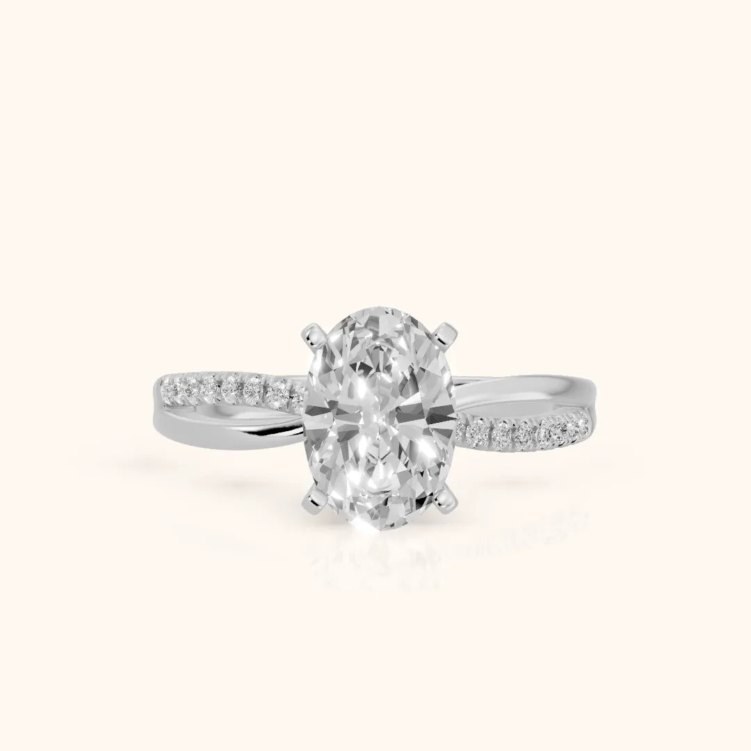 Alida Split Shank Pavé Oval Diamond Engagement Ring in White Gold — view 2