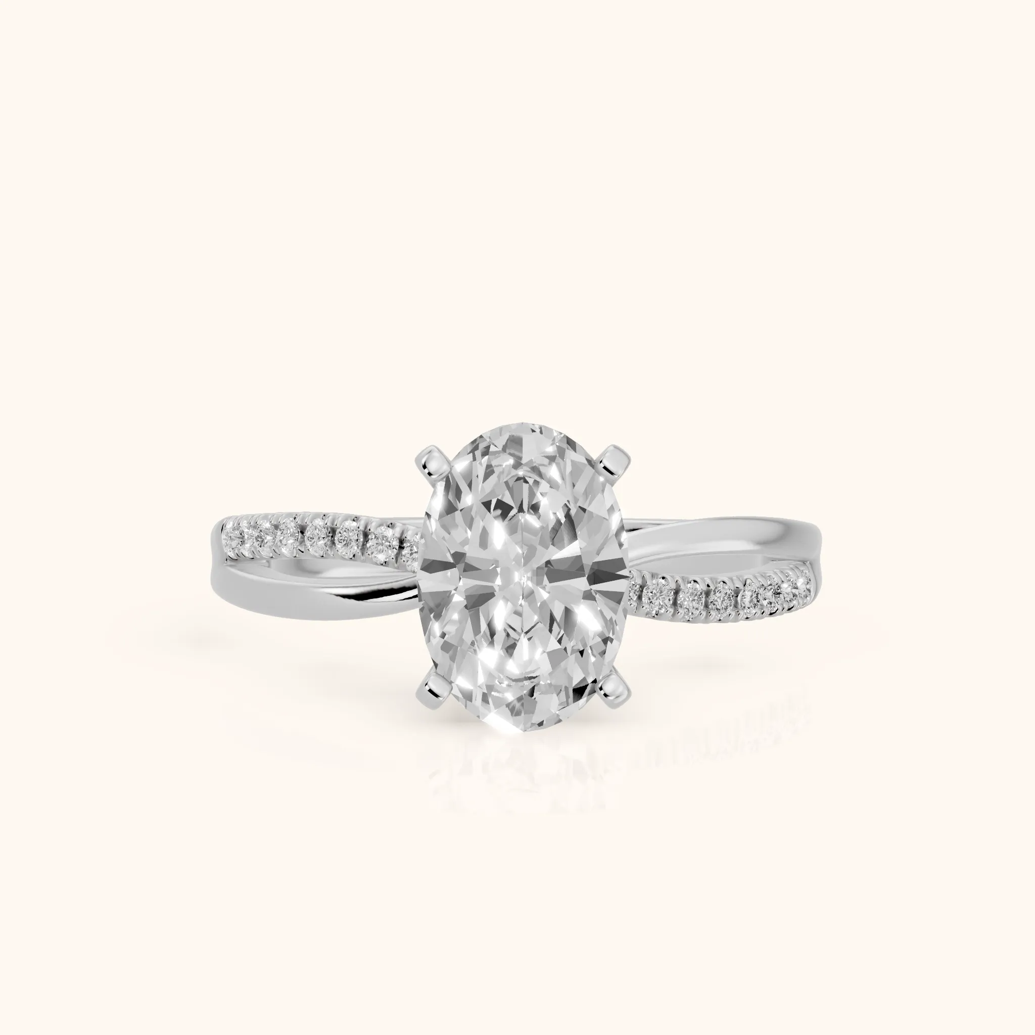Alida Split Shank Pavé Oval Diamond Engagement Ring in White Gold — view 1