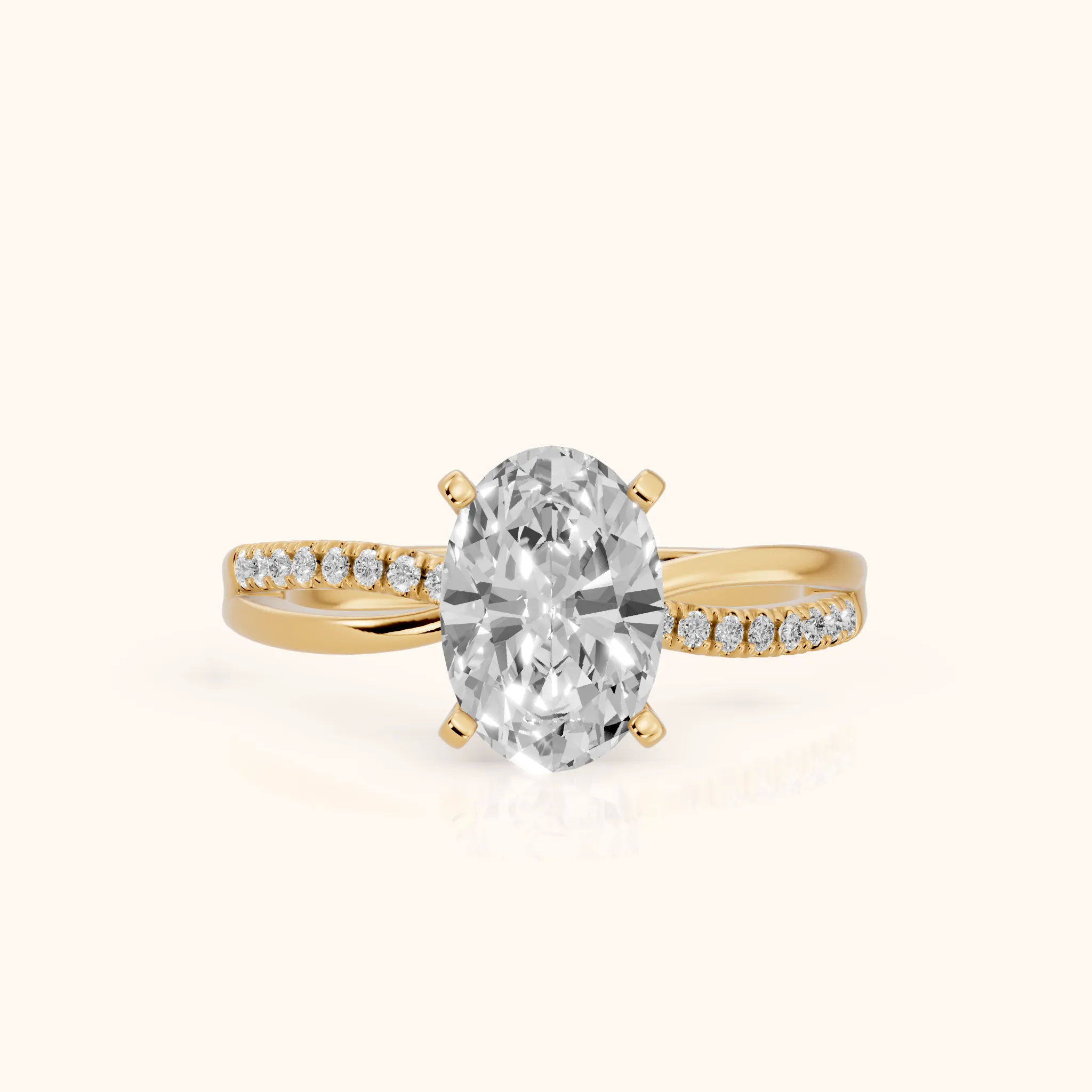 Alida Split Shank Pavé Oval Diamond Engagement Ring in Yellow Gold — view 1