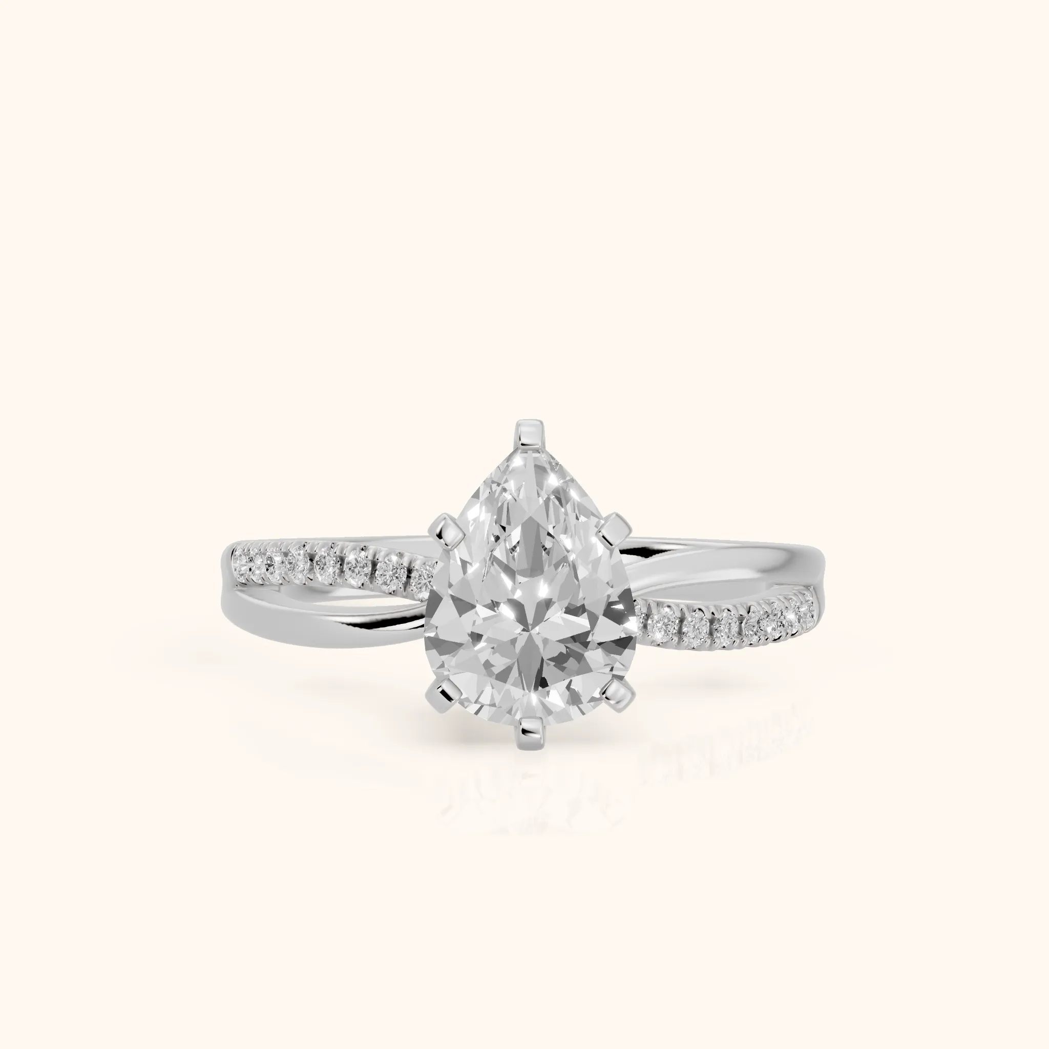 Alida Split Shank Pavé Pear Diamond Engagement Ring in Platinum — view 1