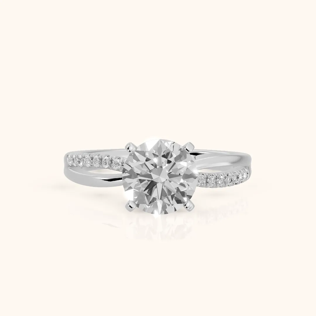 Alida Split Shank Pavé Round Diamond Engagement Ring in Silver — view 2