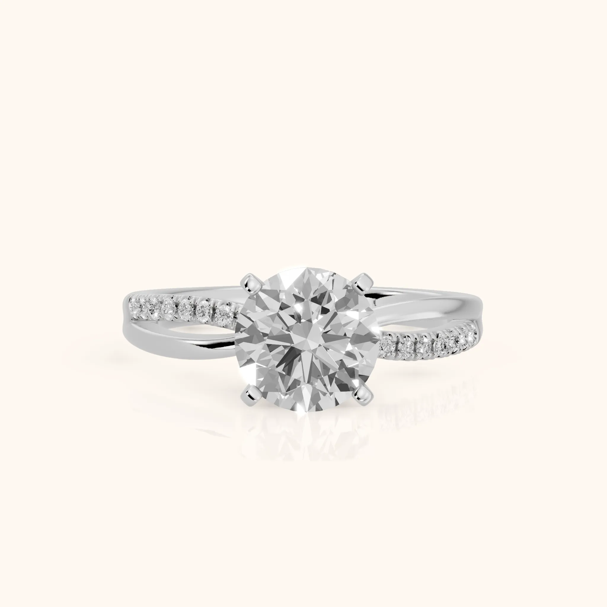 Alida Split Shank Pavé Round Diamond Engagement Ring in Silver — view 1