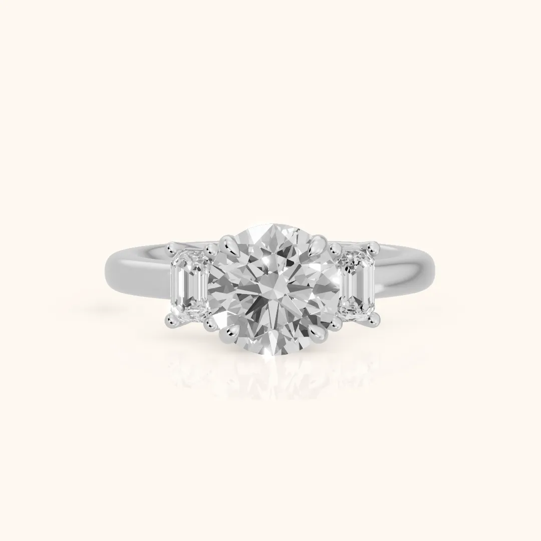 Babette Deco Three-Stone Round Diamond Engagement Ring in Silver — view 2