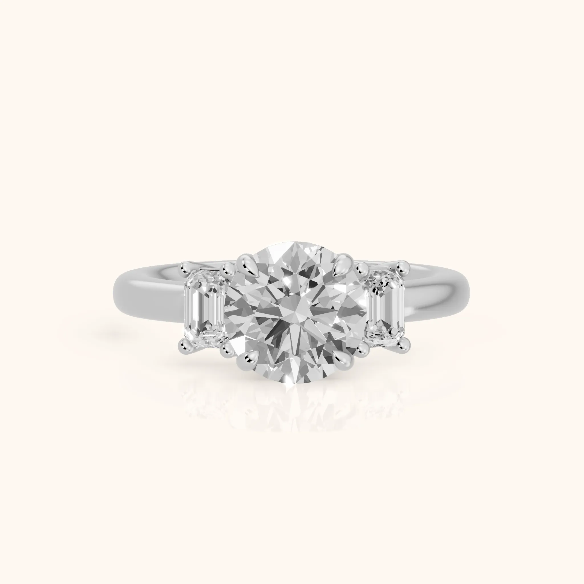 Babette Deco Three-Stone Round Diamond Engagement Ring in Silver — view 1