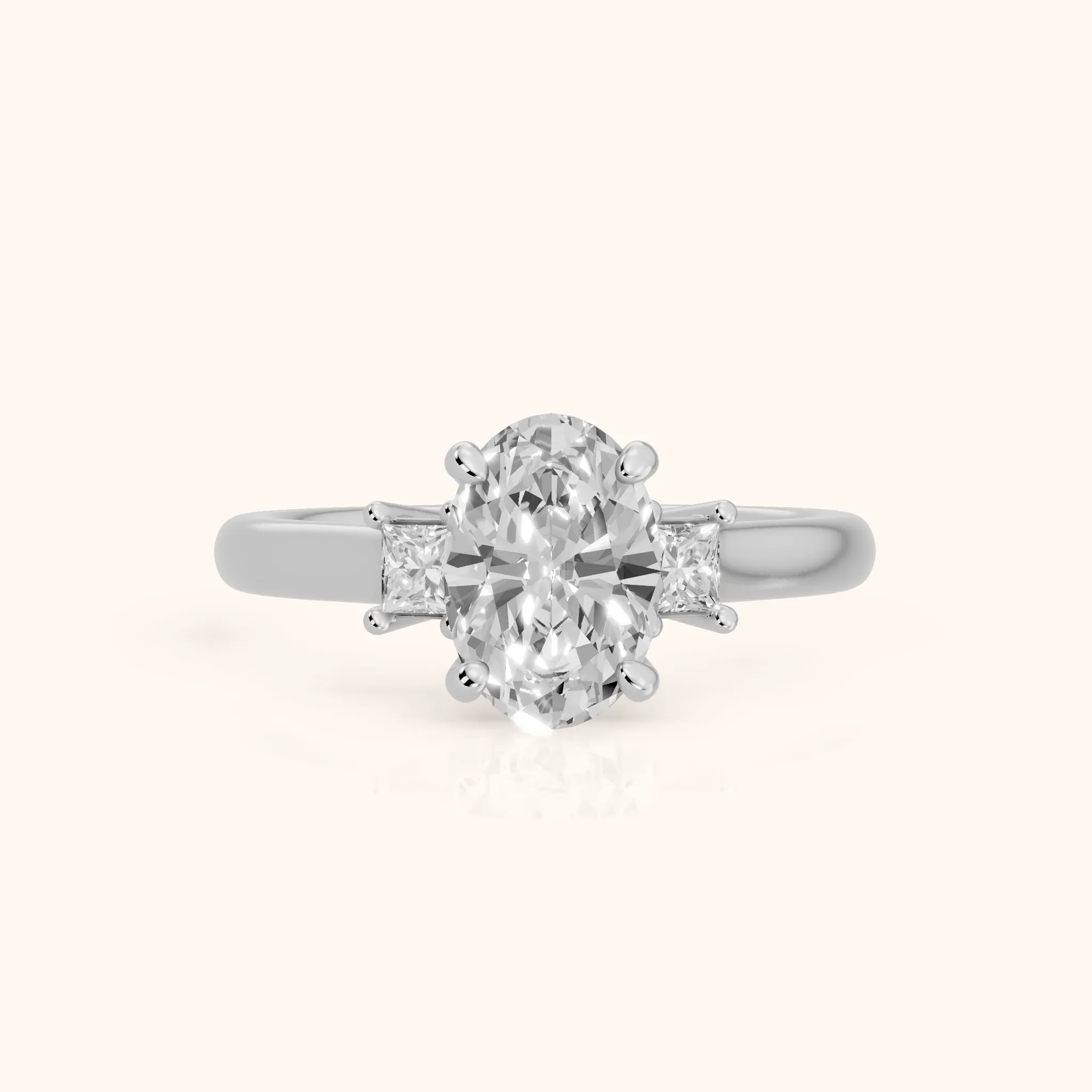 Brenna Three-Stone Oval Diamond Engagement Ring in Silver — view 1