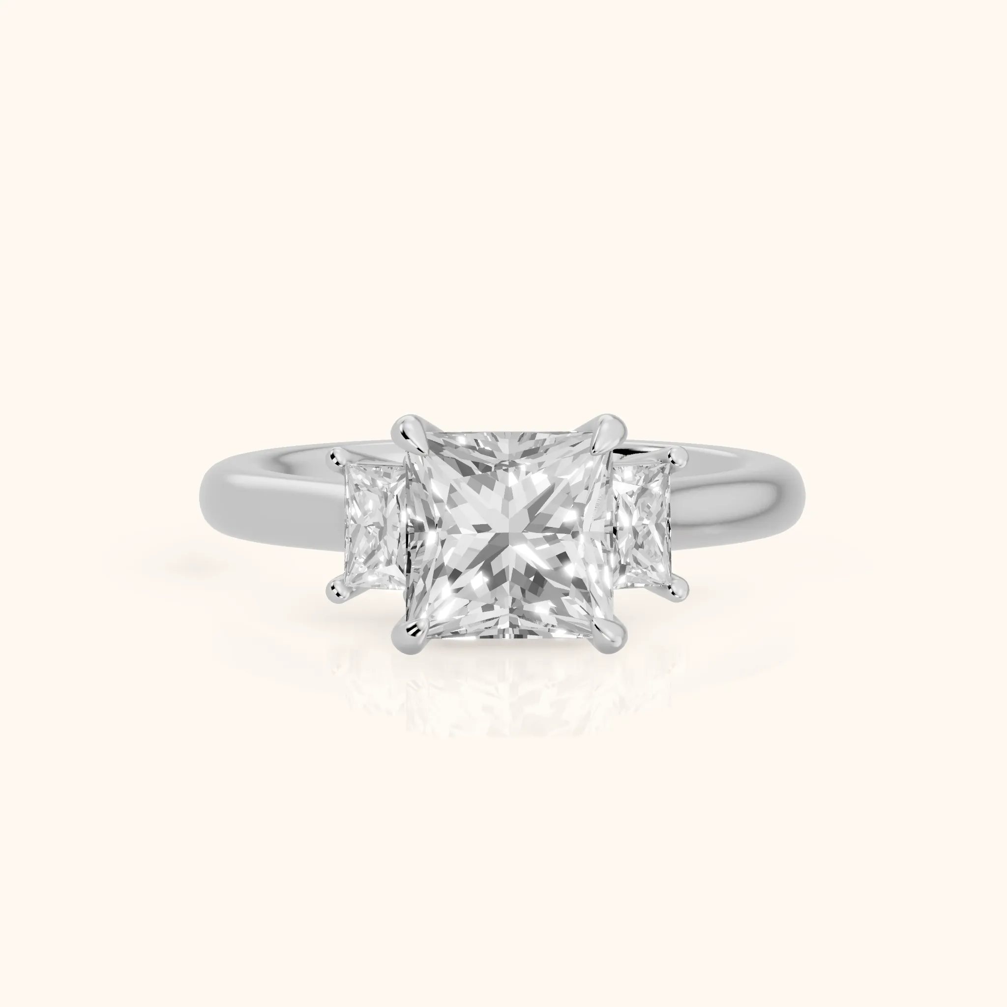 Cosette Statement Three-Stone Princess Diamond Engagement Ring in Silver — view 1