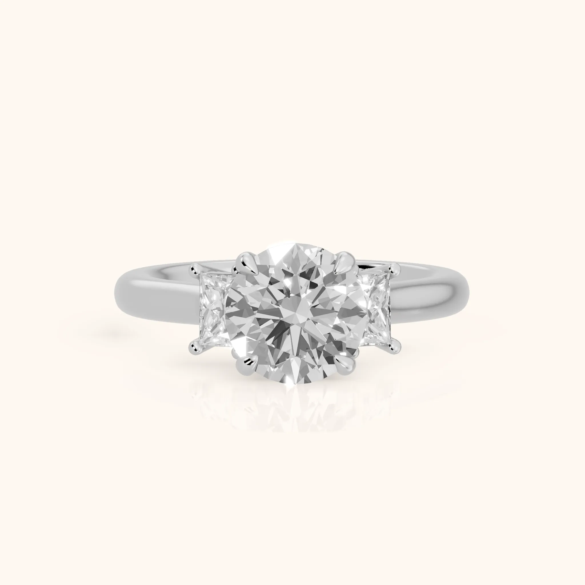 Cosette Statement Three-Stone Round Diamond Engagement Ring in Silver — view 1