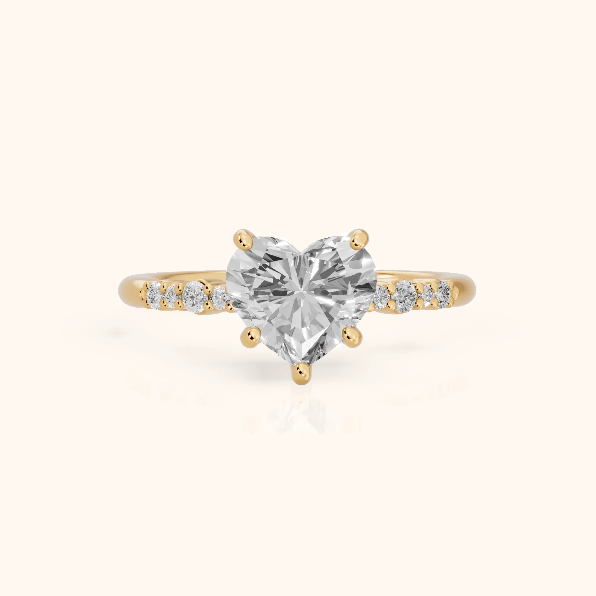 Deirdre Graduated Pavé Heart Diamond Engagement Ring in Yellow Gold — view 1