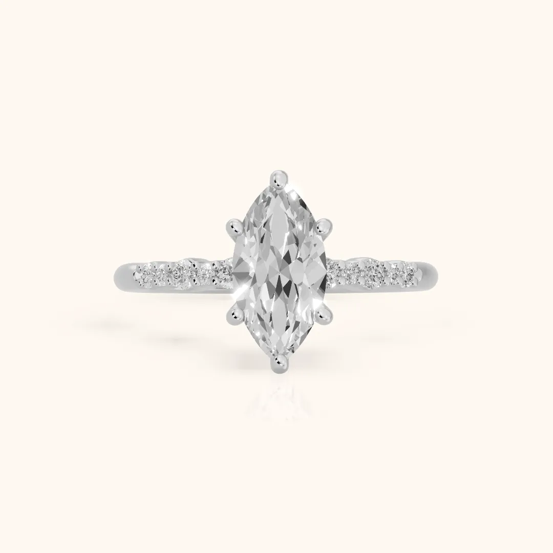 Deirdre Graduated Pavé Marquise Diamond Engagement Ring in Silver — view 2