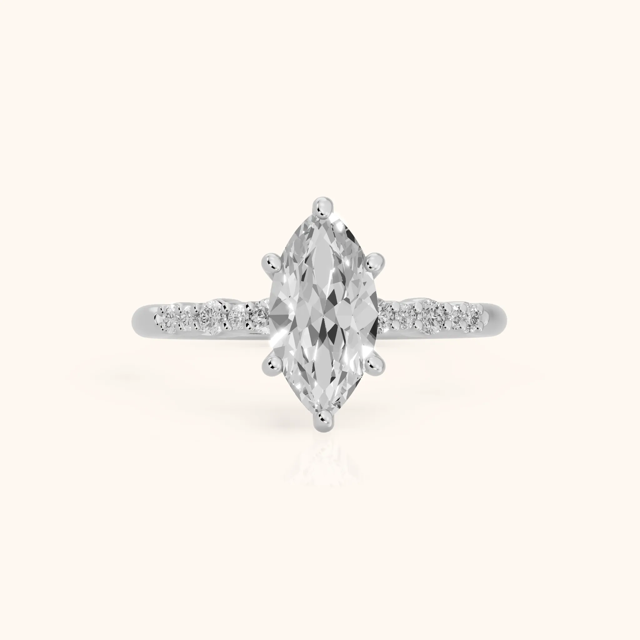 Deirdre Graduated Pavé Marquise Diamond Engagement Ring in Silver — view 1