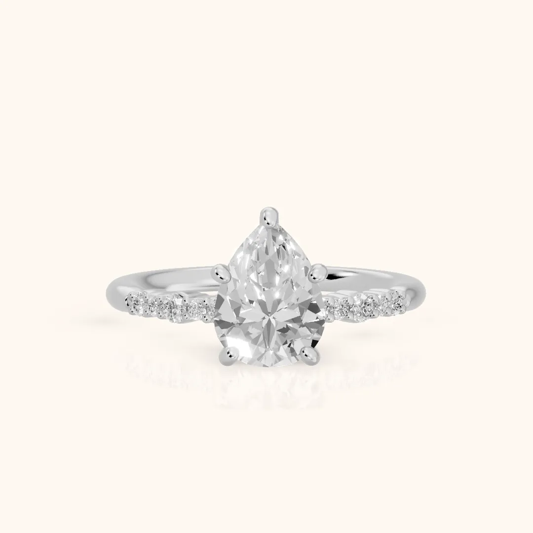 Deirdre Graduated Pavé Pear Diamond Engagement Ring in Platinum — view 2