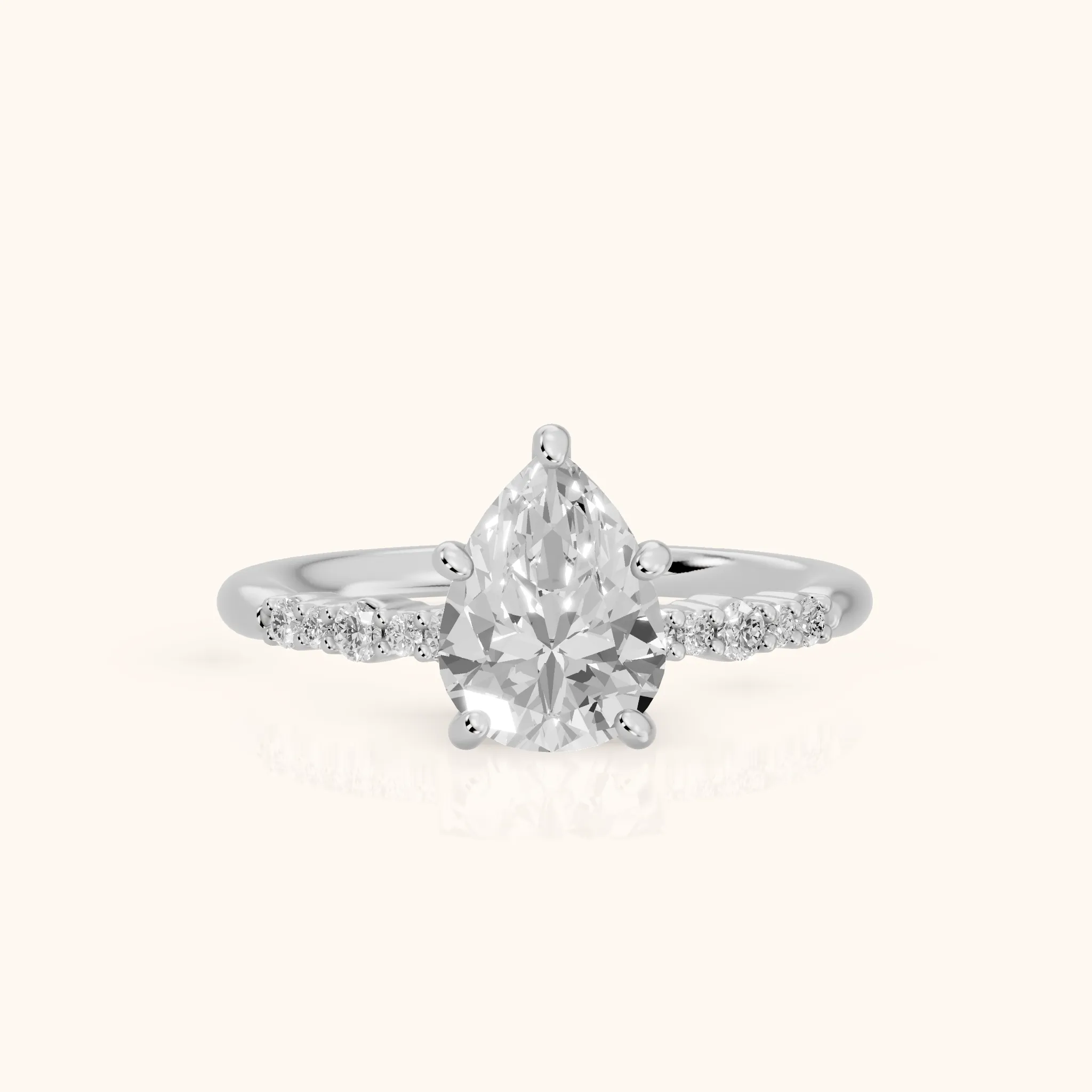 Deirdre Graduated Pavé Pear Diamond Engagement Ring in Platinum — view 1
