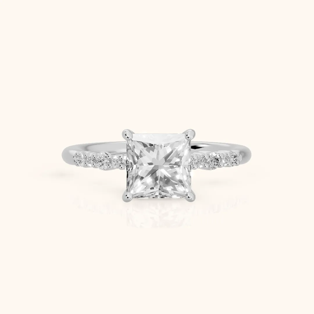 Deirdre Graduated Pavé Princess Diamond Engagement Ring in Platinum — view 2
