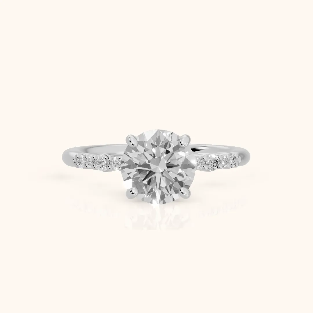 Deirdre Graduated Pavé Round Diamond Engagement Ring in Silver — view 2