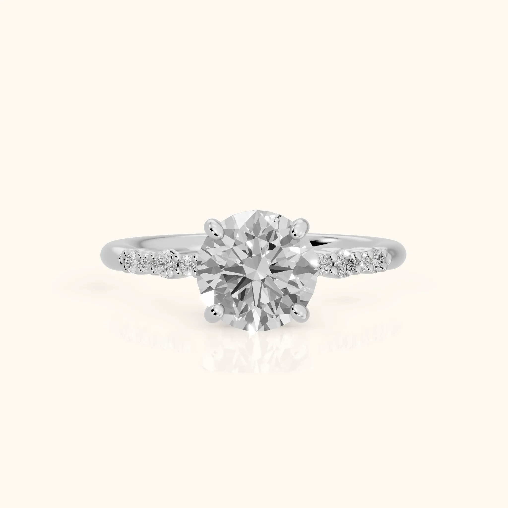 Deirdre Graduated Pavé Round Diamond Engagement Ring in Silver — view 1