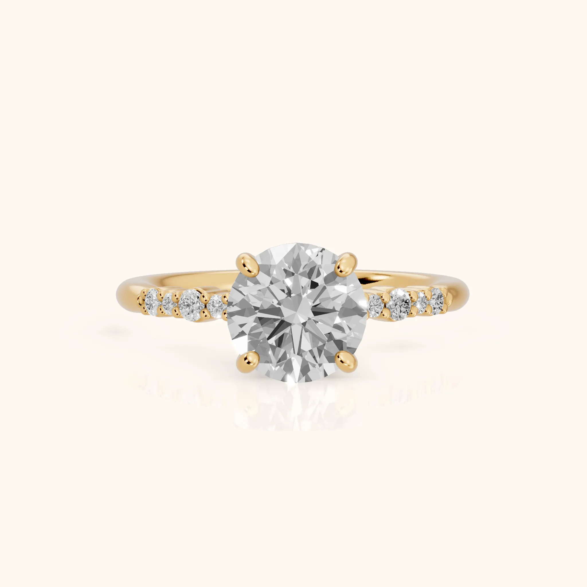 Deirdre Graduated Pavé Round Diamond Engagement Ring in Yellow Gold — view 1