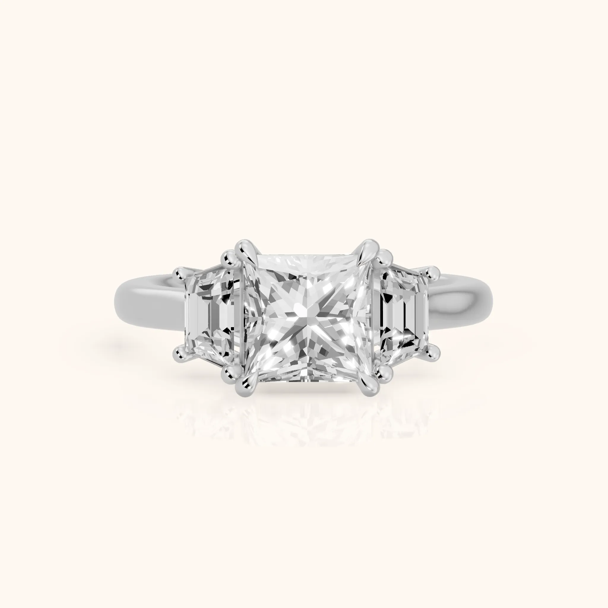 Filippa Trapezoid Three-Stone Princess Diamond Engagement Ring in Platinum — view 1