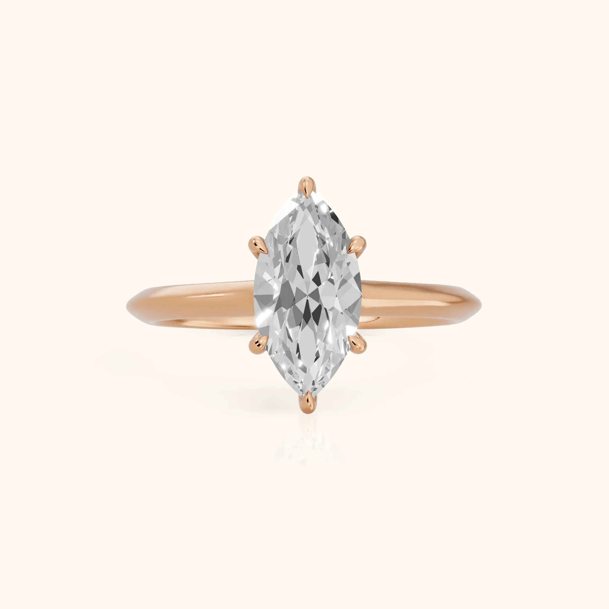 Ginette Solitaire Knife Edge Marquise Diamond Engagement Ring in Rose Gold — view 1
