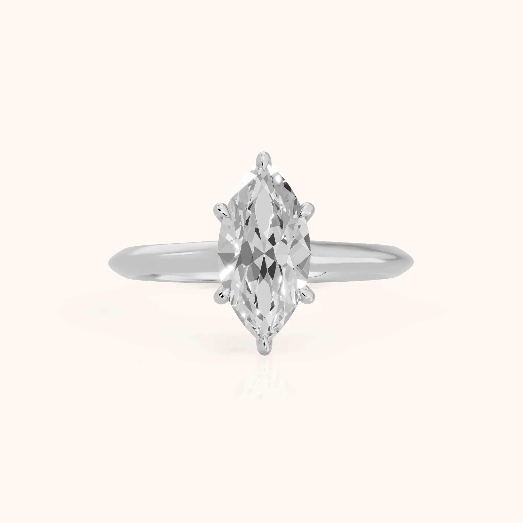 Ginette Solitaire Knife Edge Marquise Diamond Engagement Ring in White Gold — view 1