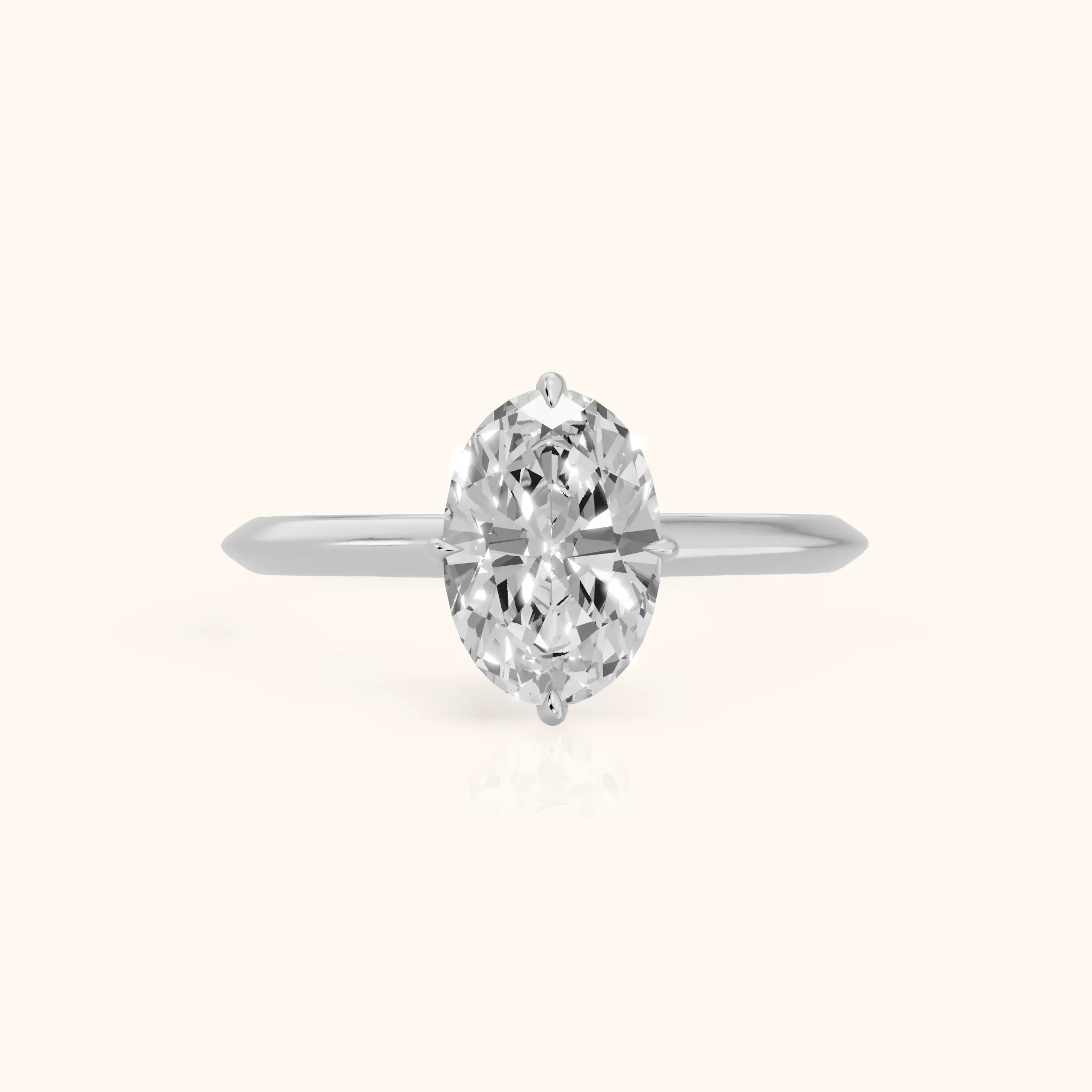 Ginette Solitaire Knife Edge Oval Diamond Engagement Ring in Silver — view 1