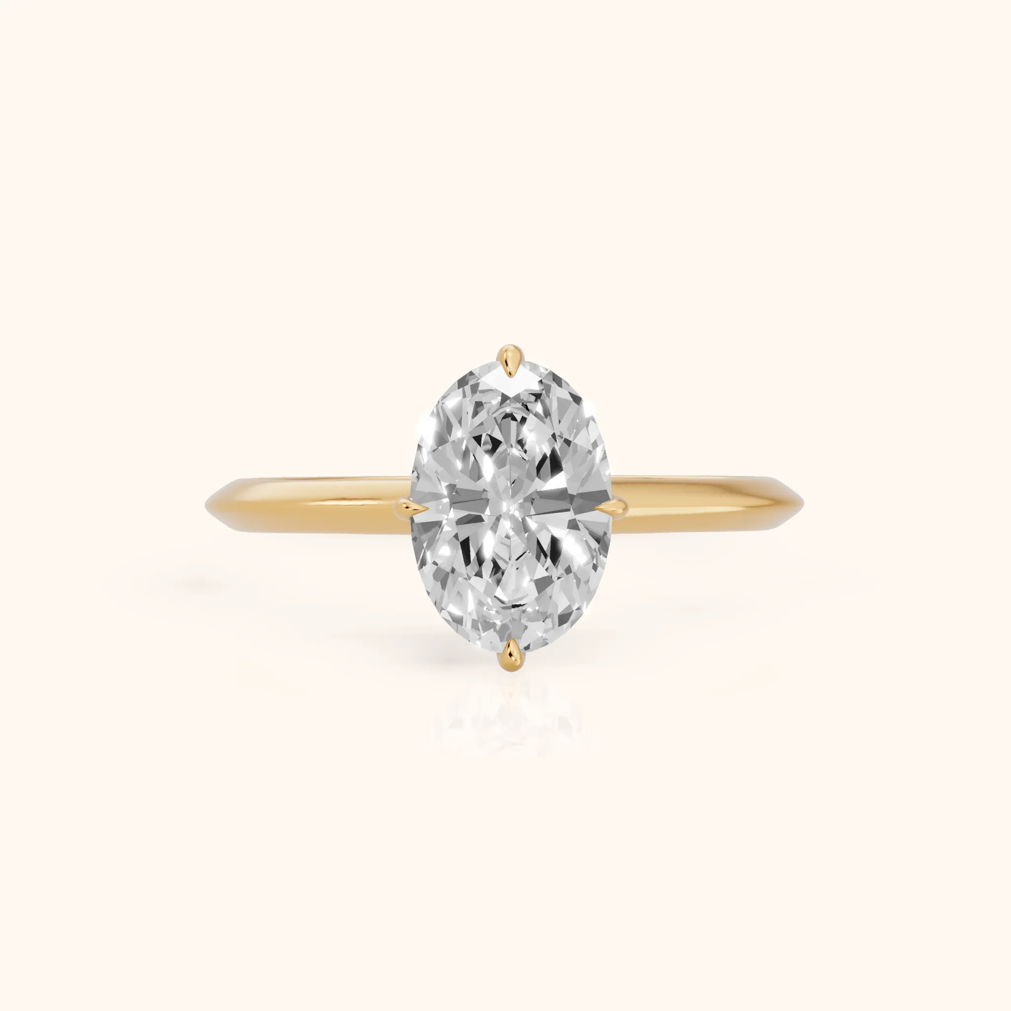Ginette Solitaire Knife Edge Oval Diamond Engagement Ring in Yellow Gold — view 1