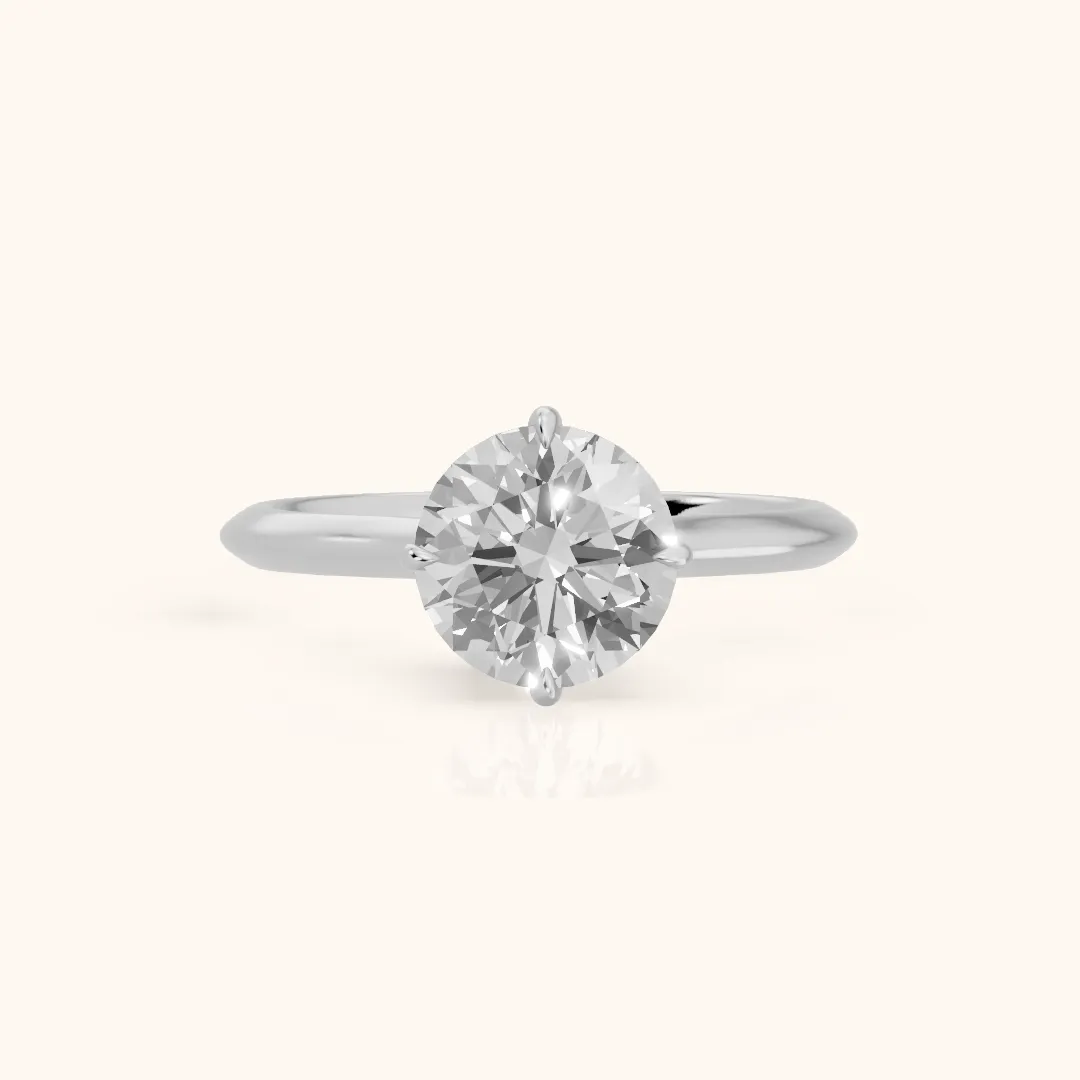 Ginette Solitaire Knife Edge Round Diamond Engagement Ring in White Gold — view 2