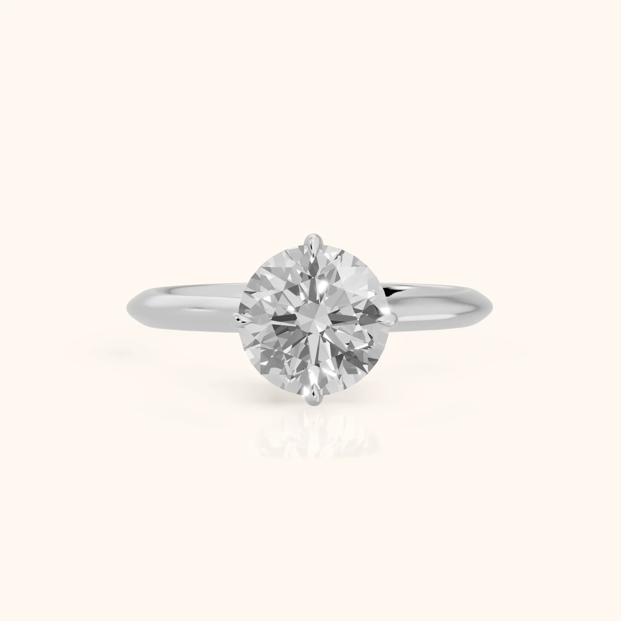 Ginette Solitaire Knife Edge Round Diamond Engagement Ring in White Gold — view 1