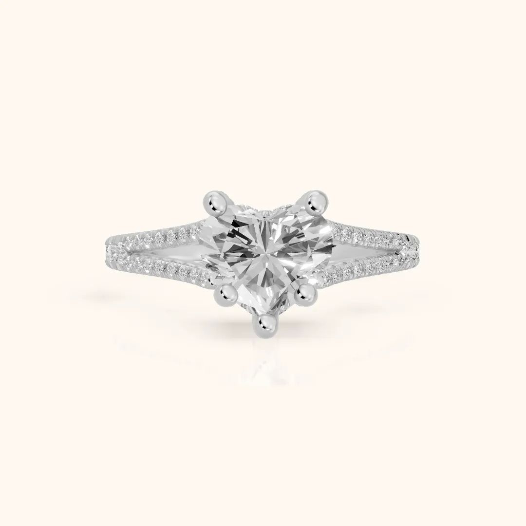 Giovanna Hidden Halo Split Shank Heart Diamond Engagement Ring in Platinum — view 2