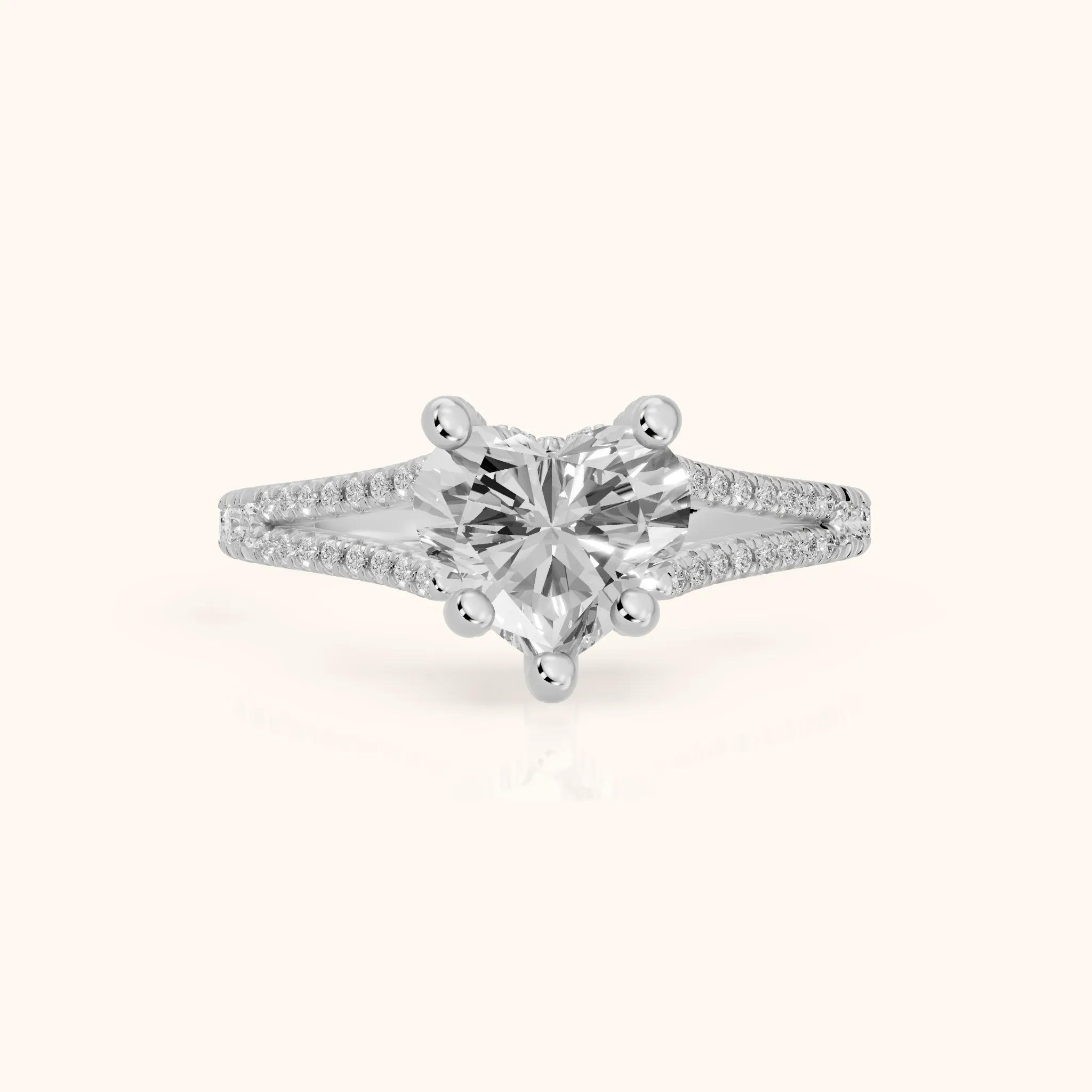 Giovanna Hidden Halo Split Shank Heart Diamond Engagement Ring in Platinum — view 1