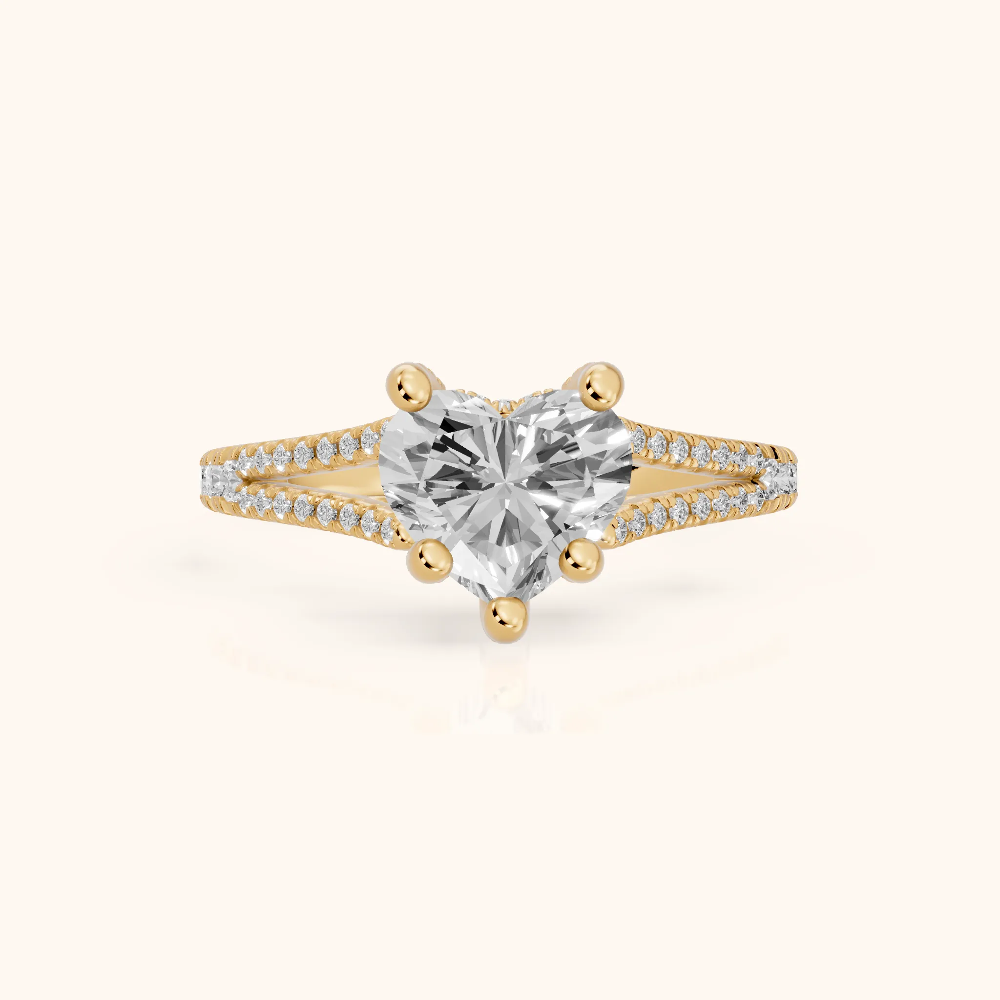 Giovanna Hidden Halo Split Shank Heart Diamond Engagement Ring in Yellow Gold — view 1