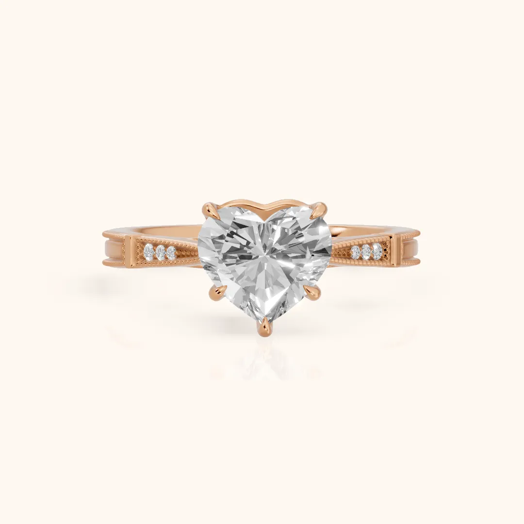 Jovanna Vintage Cathedral Heart Diamond Engagement Ring in Rose Gold — view 2