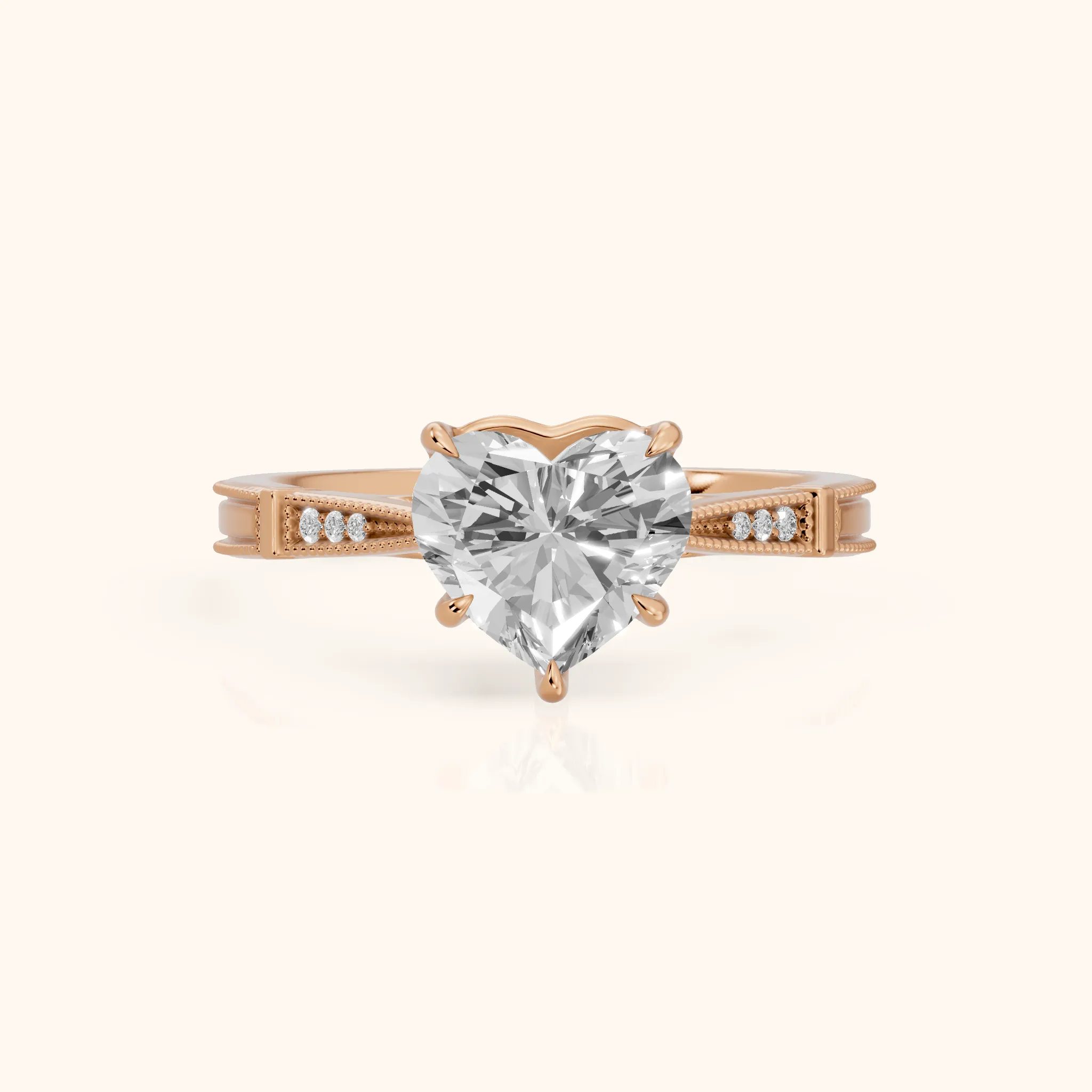 Jovanna Vintage Cathedral Heart Diamond Engagement Ring in Rose Gold — view 1