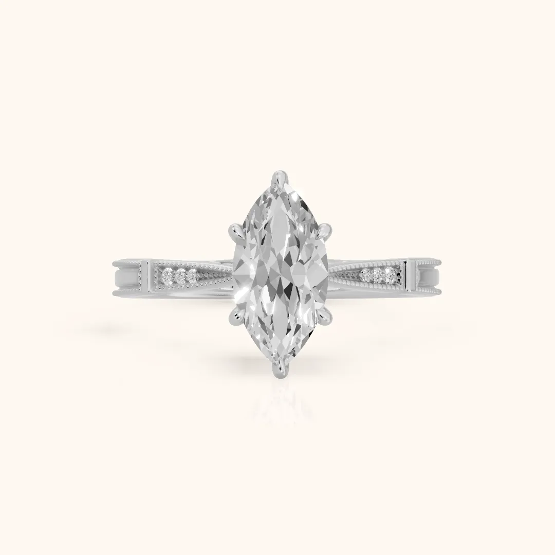 Jovanna Vintage Cathedral Marquise Diamond Engagement Ring in Silver — view 2