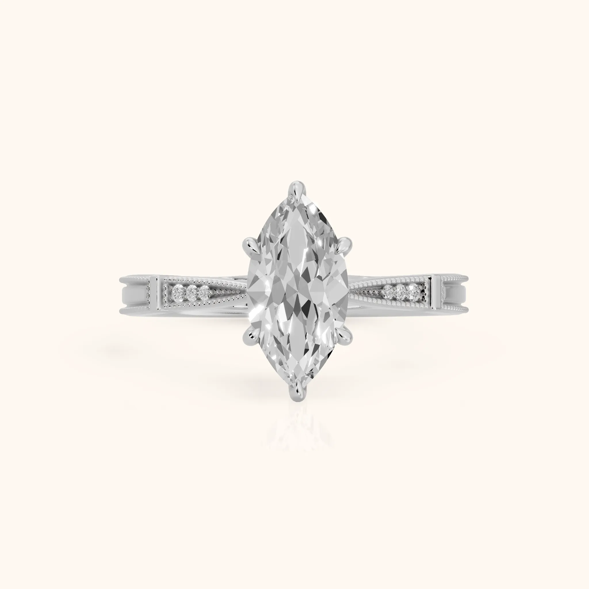 Jovanna Vintage Cathedral Marquise Diamond Engagement Ring in Silver — view 1